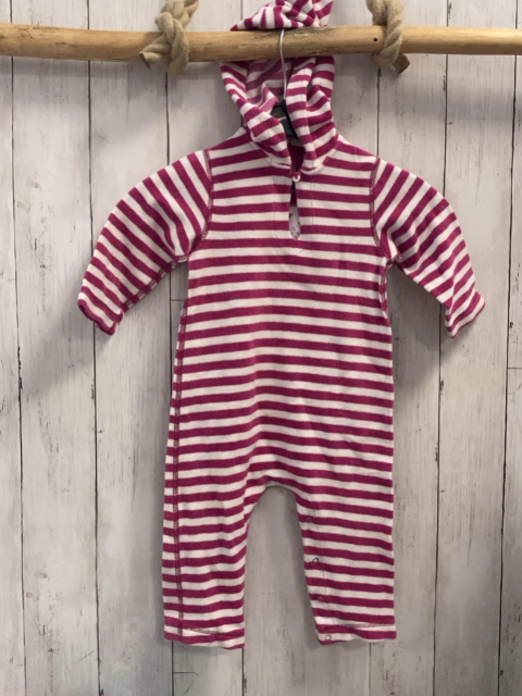 Petit Bateau  Overall  Gr. 80  pnnk weiße Streifen Frottee  Kapuze 