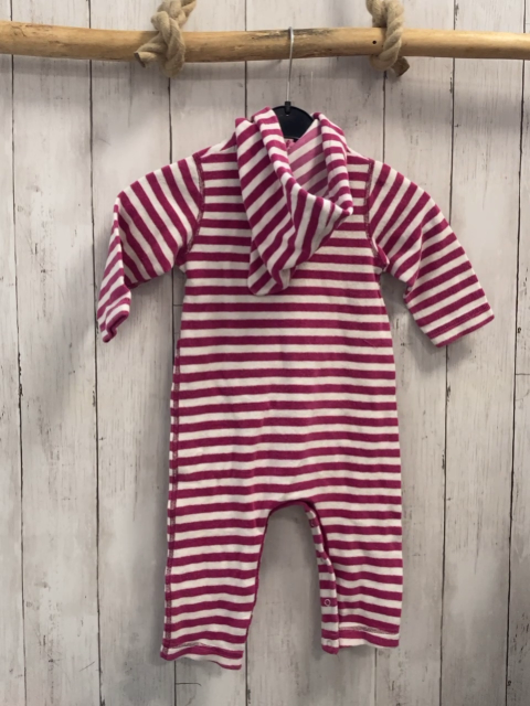 Petit Bateau  Overall  Gr. 80  pnnk weiße Streifen Frottee  Kapuze 