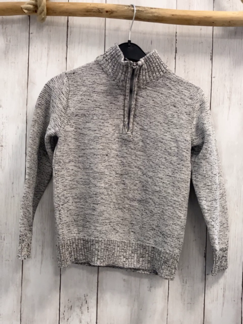   Pullover  Gr. 122/128  grau meliert Strick Reißverschluss 