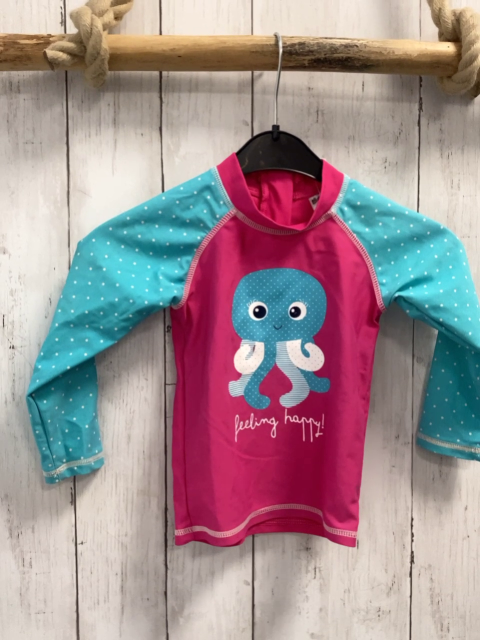   UV-Schutzshirt  Gr. 92  pink türkis Krake weiße Punkte 