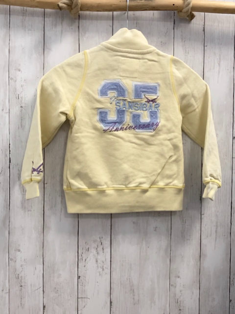   Sweatjacke  Gr. 116  hellgelb gelbe Schrift Sansibar 