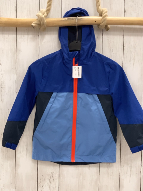  Regenjacke Gr. 104  dunkelblau hellblau roter Reißverschluss