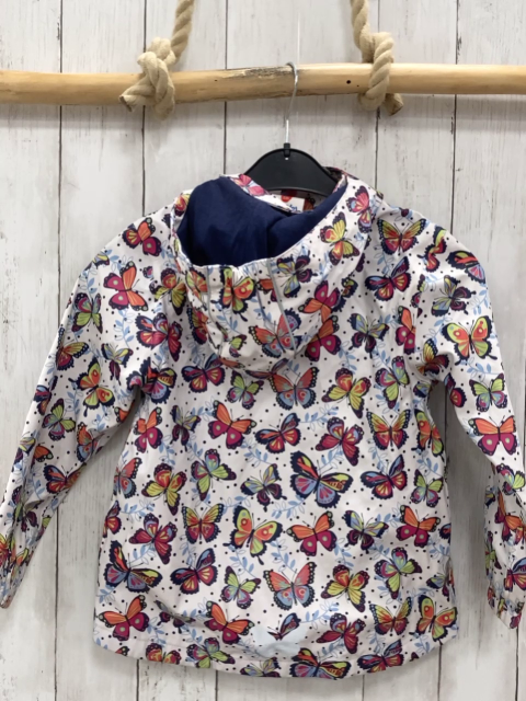  Regenjacke Gr. 122  weiß blaue Punkte Schmetterlinge