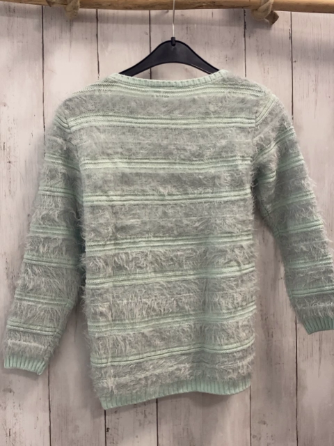   Pullover  Gr. 128  mint graue Streifen Strick  