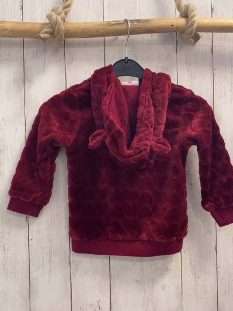   Plüschjacke  Gr. 92  weinrot Kapuze Herzen 