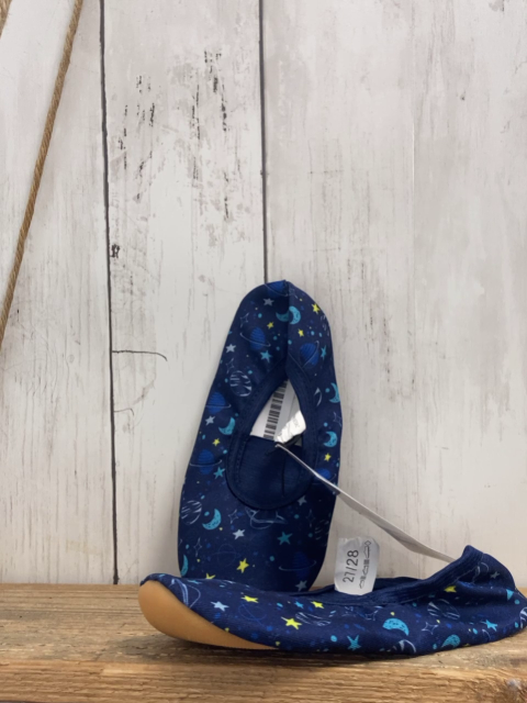 neu Gymnastikschlappen Gr. 27/28  blau Weltraummotive