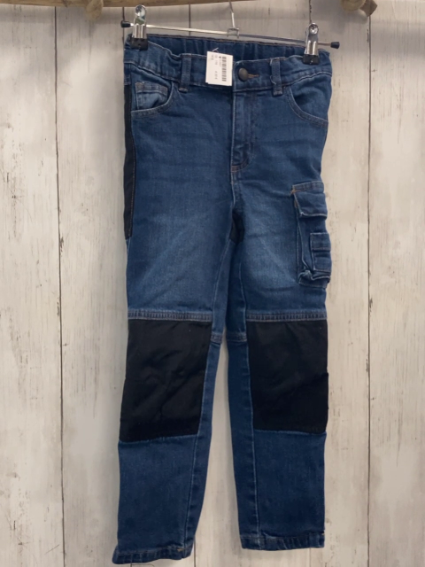  Hose Gr. 116  blau Jeans schwarze Knie Bund verstellbar