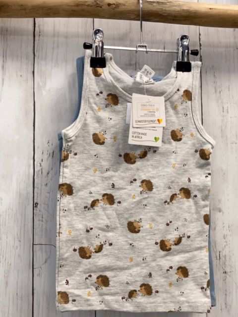 neu 2 P U-Hemd  Gr. 86  hellgrau Igel / hellblau 