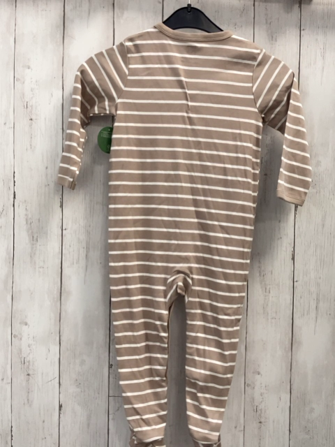 neu  Schlafanzug  Gr. 92  beige weiße Streifen Taschen mit Tierköpfen 