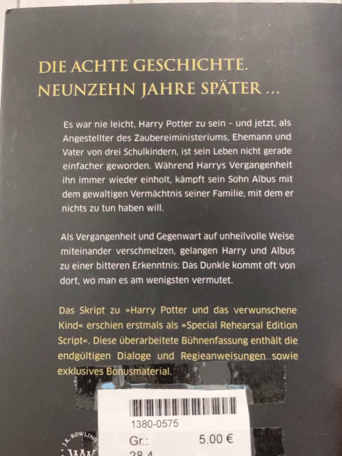  Taschenbuch Harry Potter und das verwunschene Kind 