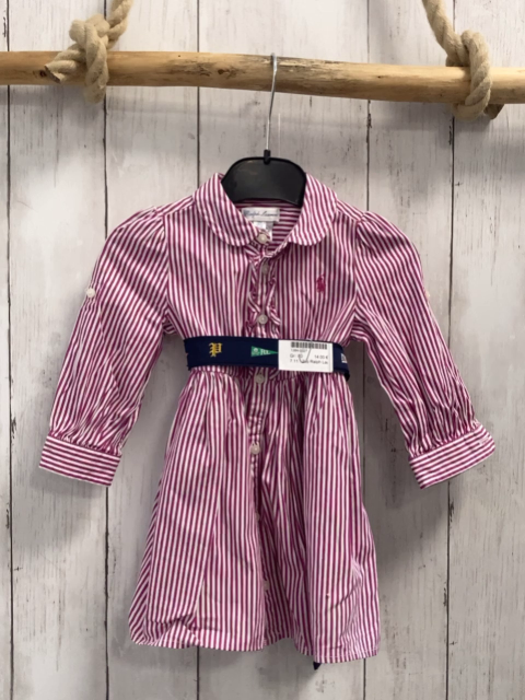 Ralph Lauren Kleid + Gürtel Gr. 80  brombeere weiß gestreift + blau bunte Motive