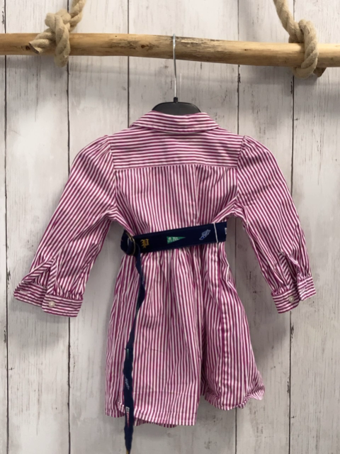 Ralph Lauren Kleid + Gürtel Gr. 80  brombeere weiß gestreift + blau bunte Motive