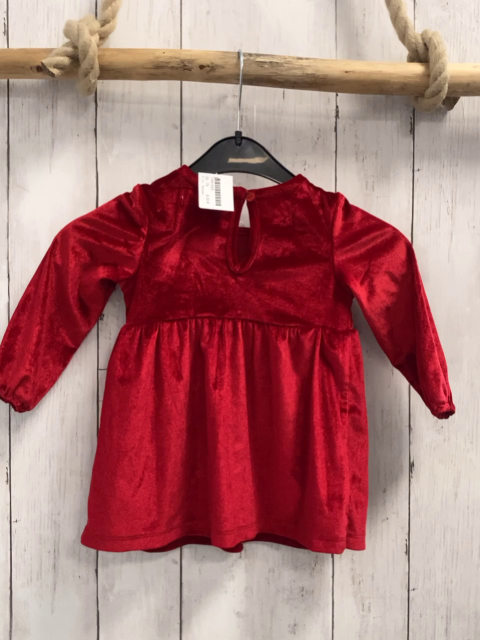 Sinsay Kleid Gr. 74  rot Samt weißer kragen