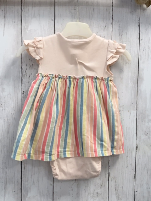 Uniqlo  Playsuit  Gr. 80  rosa Oberteil gestreifter Rock Bodyunterteil 