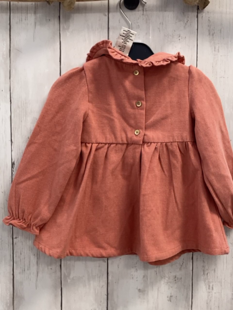Rachel Zoe  Kleid  Gr. 86  lachs Kragen mit Blumenstickerei gesmoktes Vorderteil 