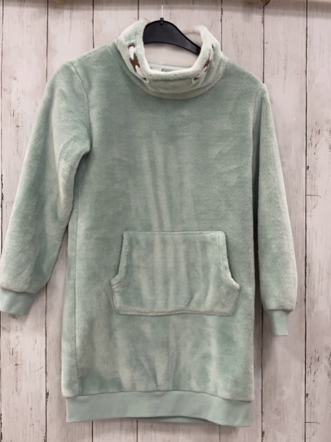   Kleid  Gr. 134  mint Plüsch großer Kragen Bauchtasche 