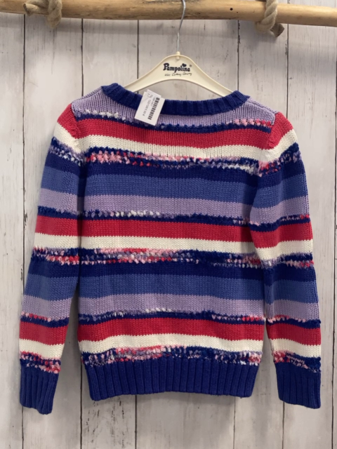   Pullover  Gr. 122/128  lila flieder rot weiße Streifen Strick 