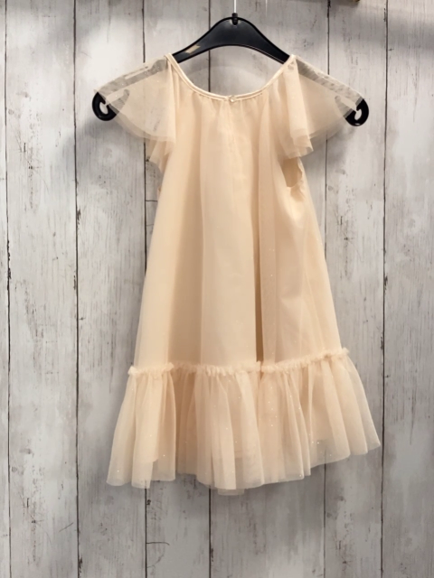 H&M  Kleid  Gr. 98  creme zweilagig Tüllüberkleid mit silber Glitzerpunkten 