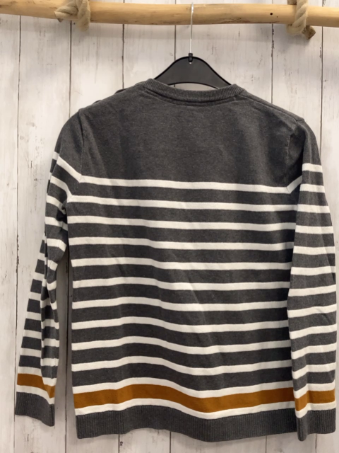 Okaidi Pullover  Gr. 152  grau weiße + ocker Streifen Strick 