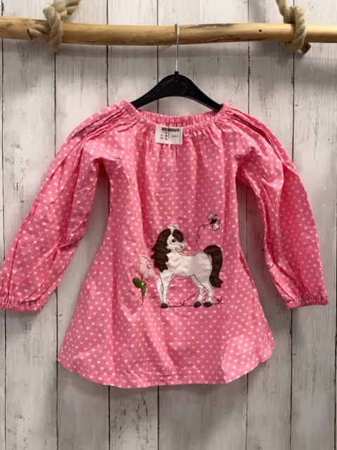   Bluse  Gr. 128  pink weiße Herzen Pferd Blumen