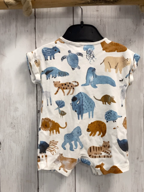 Next  Playsuit  Gr. 50  weiß bunte Safaritiere 