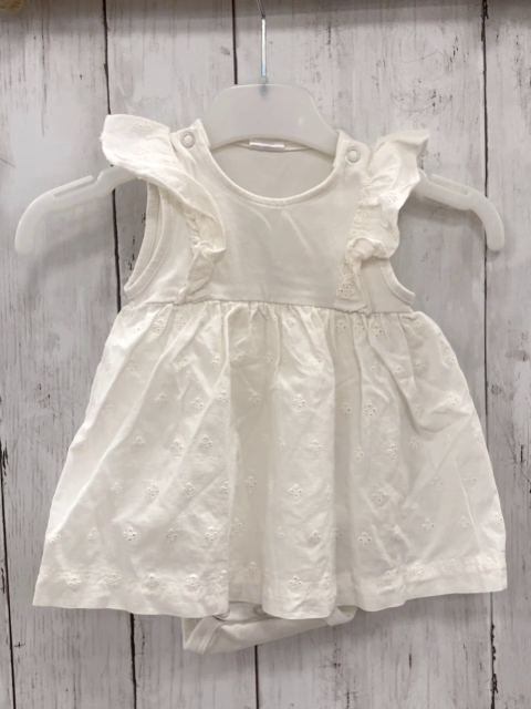 H&M  Kleid  Gr. 56  weiß Lochstickerei Bodyunterteil 