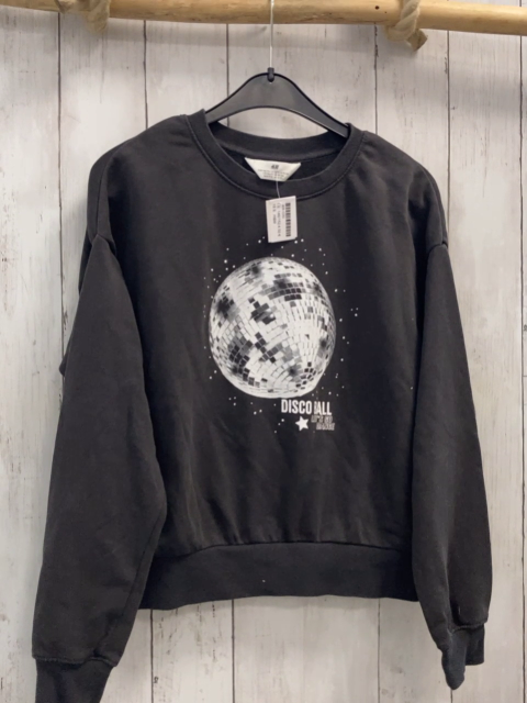 H&M Pullover  Gr. 146/152  grau Discokugel silber Steine 