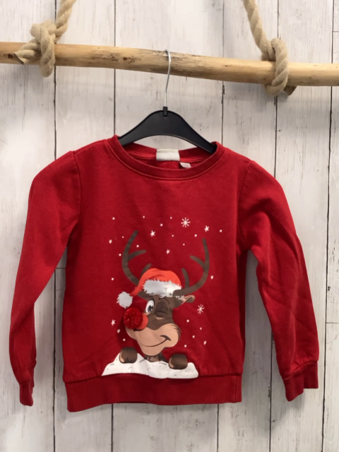  Pullover Gr. 110  rot Elch rote Nase
