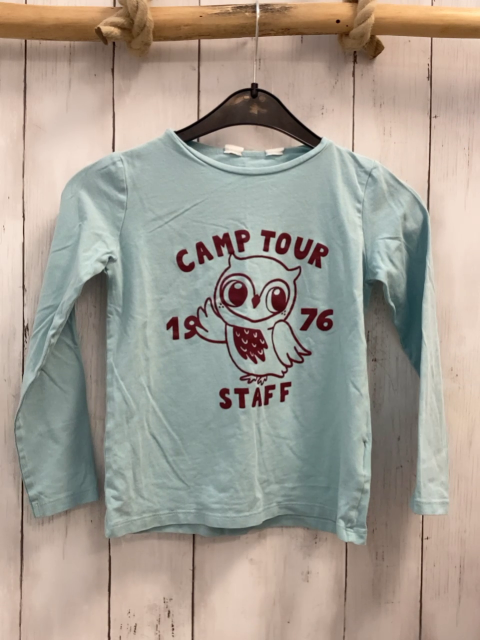 H&M  Langarmshirt  Gr. 122  hellblau braune Eule + Schrift 
