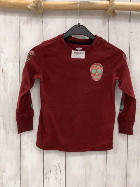 Old Navy  Langarmshirt  Gr. 110  weinrot grau meliert mint hellroter Druck 