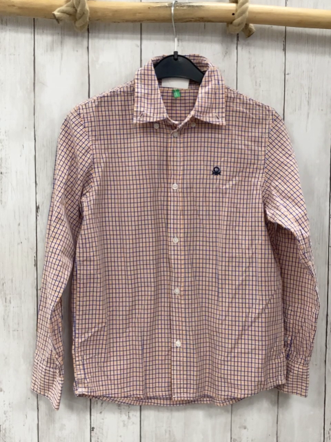 Benetton Hemd  Gr. 140  weiß orange blau kariert 