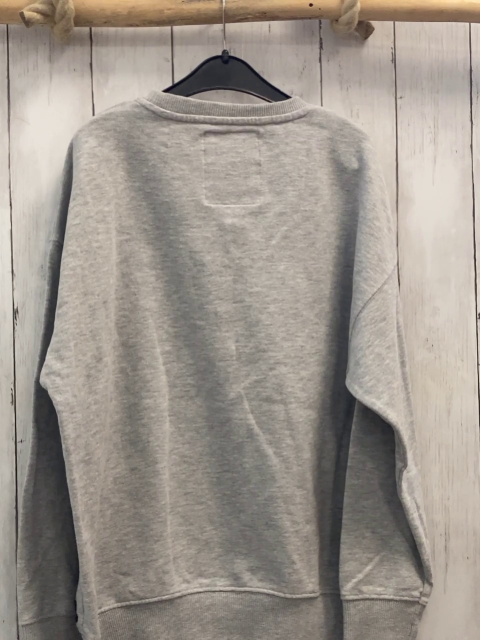 Vingino   Pullover  Gr. 152  grau weinrote Plüschschrift blauer Bund 