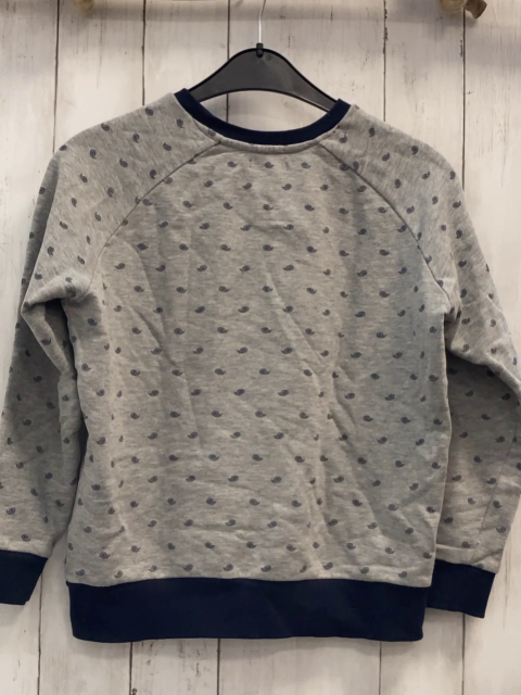 Okaidi  Pullover  Gr. 152  hellgrau blauer Druck + Bund 