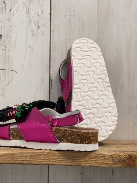 neu California Colours  Sandalen  Gr. 27  pink Lack + grün altrosa Pailettenschleife 