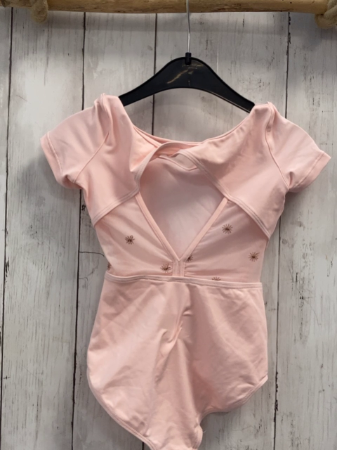 Bloch Sportanzug  Gr. 116  rosa mit Netzbereichen mit bronze Sternblumen 