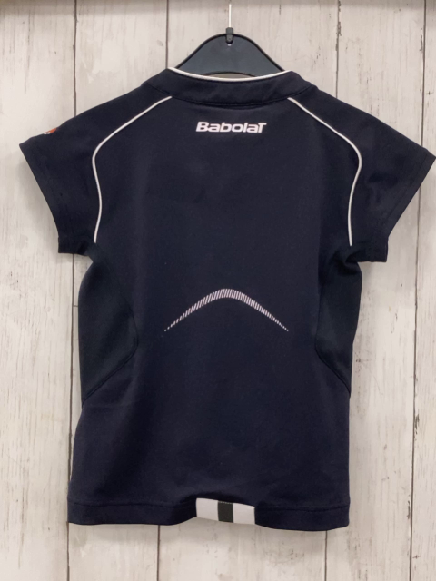 Babolat  Sportshirt  Gr. 122  blau weißer Bund + Striche 