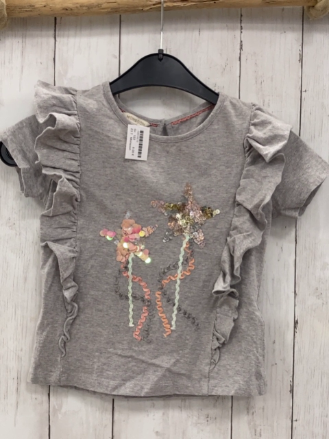 Monsoon  T-Shirt  Gr. 122  grau Pailettensterne Rüschen 