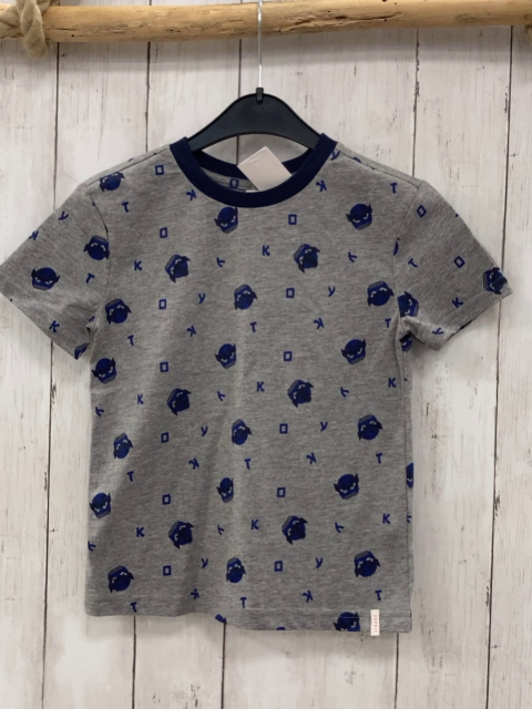 Esprit  T-Shirt  Gr. 110  grau blau schwarze Knöpfe blaue Buchstaben 