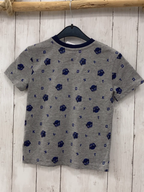 Esprit  T-Shirt  Gr. 110  grau blau schwarze Knöpfe blaue Buchstaben 