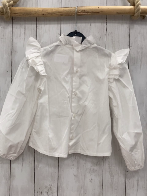 Miss Blumarine  Bluse  Gr. 122  weiß Rüschen an den Schultern + Kragen 