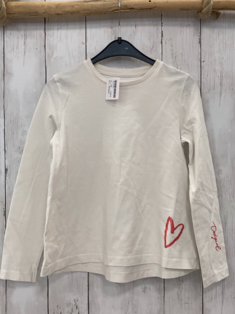 Desigual  Langarmshirt  Gr. 128  weiß hellrote Glitzerherzen 