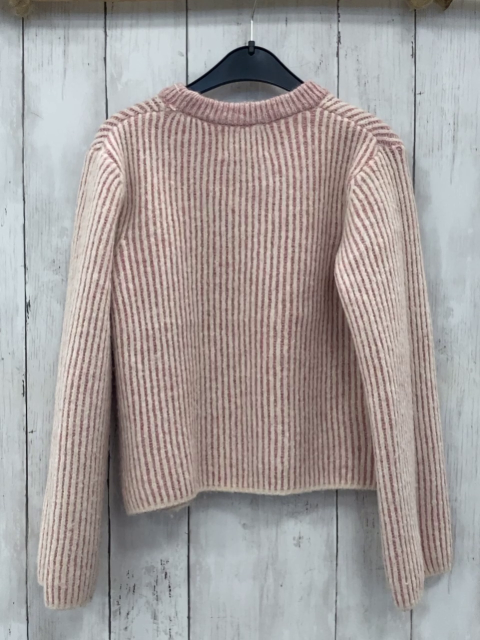 Zara  Pullover  Gr. 140  rosa weiße Rippen Strick 