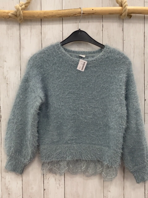   Pullover  Gr. 134  hellblau Strick flusig 
