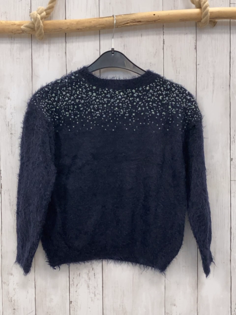 Zara  Pullover  Gr. 134  blau Strick flusig mint Pailetten 