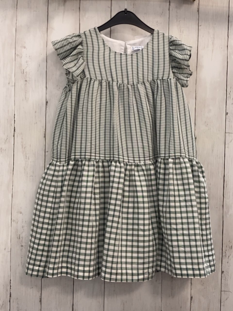 Mayoral  Kleid  Gr. 140  weiß grün oliv kariert 