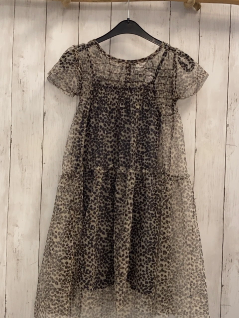 Zara  Kleid  Gr. 134  graues Unterkleid mit Spagettiträgern beige schwarz braunes Tüllüberkleid mit Rüschen  