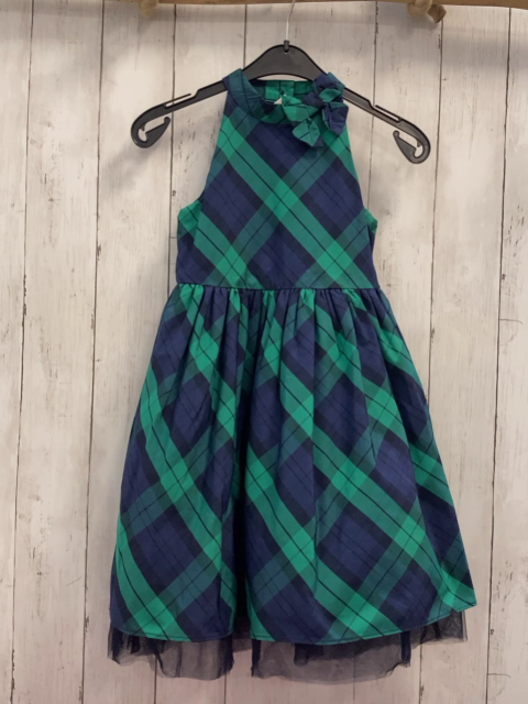 Janie & Jack  Kleid  Gr. 116  blau grün kariert Schleife 
