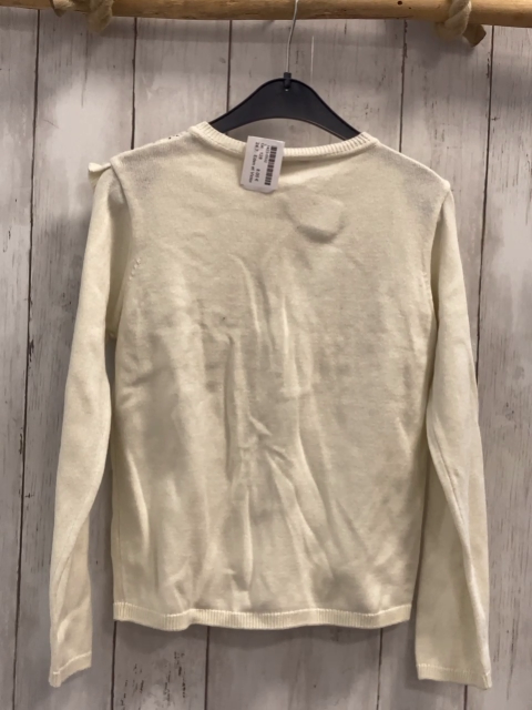 Eden et Victor  Strickjacke  Gr. 128  weiß Rauten mit Lochmuster Rüschen