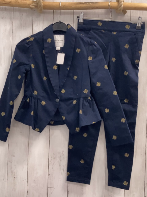2tlg Janie and Jack  Blazer + Hose  Gr. 122  blau goldene Glitzerblumen 
