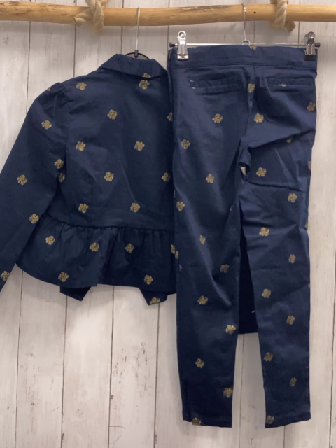 2tlg Janie and Jack  Blazer + Hose  Gr. 122  blau goldene Glitzerblumen 